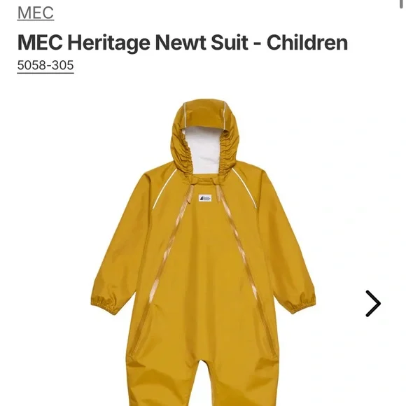 MEC yellow Heritage Newt suit waterproof “ muddy buddy” size 3T